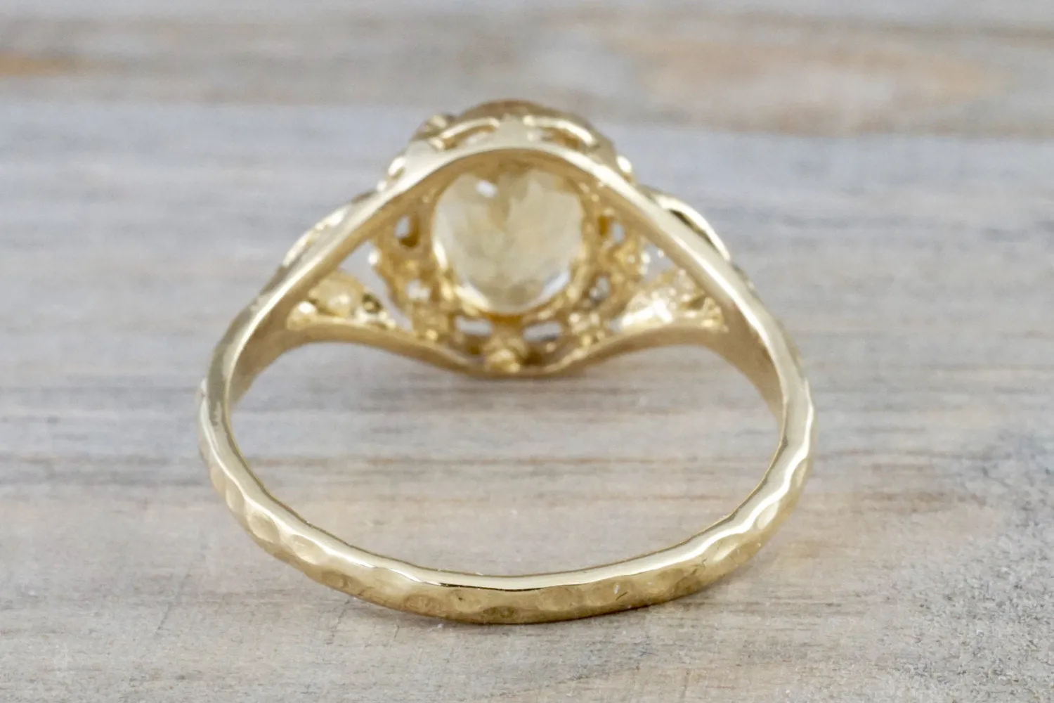 14k Yellow Gold Topaz Vintage Engagement Ring - Art Deco Design - Anniversary Promise Ring