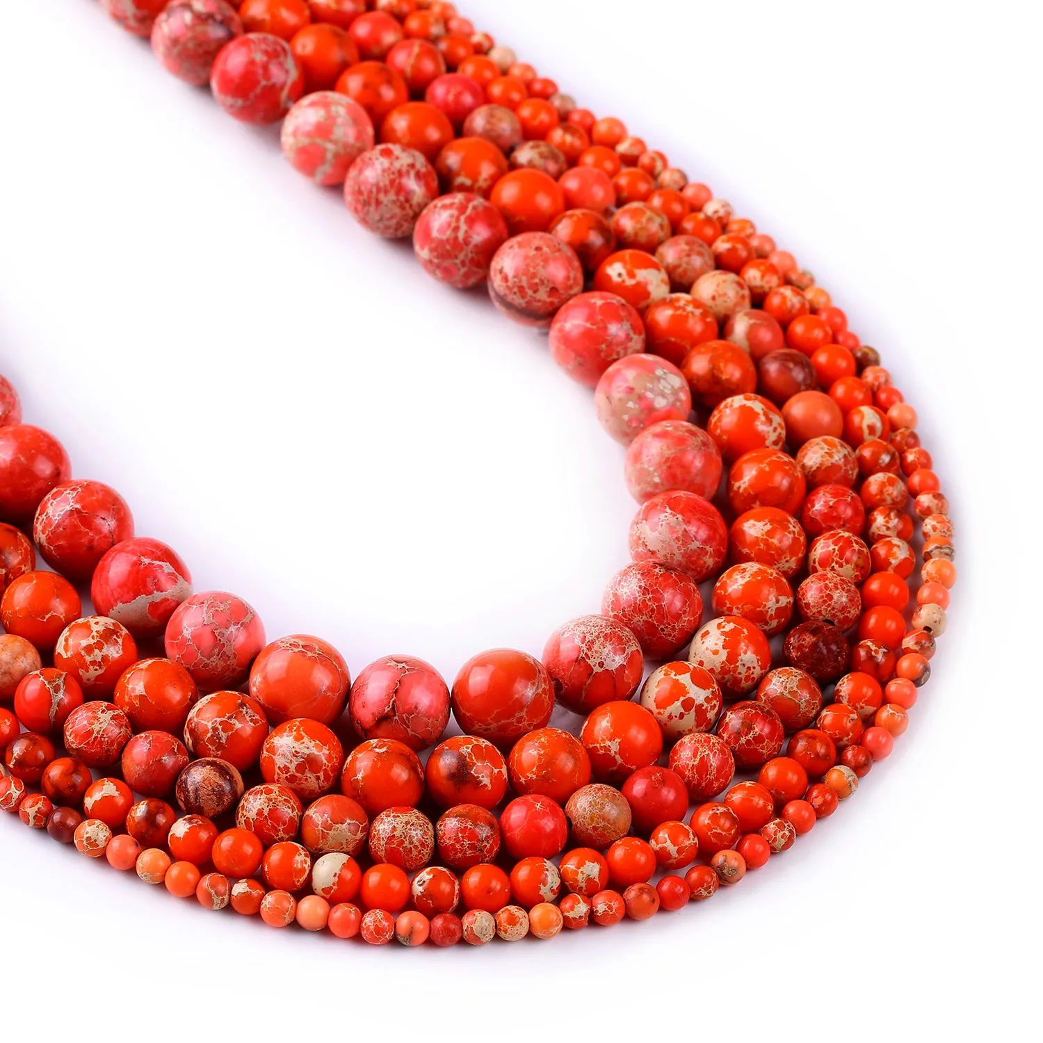 15 Orange Sea Sediment Jasper Beads - 4mm, 6mm, 8mm, 10mm, 12mm - Impression Jasper Round Smooth Beads (103002)