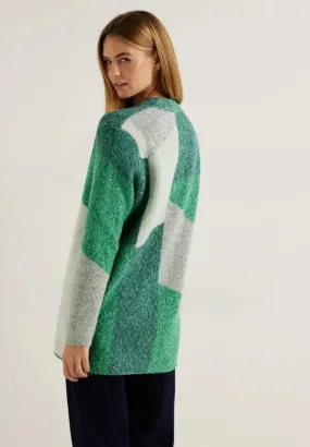 253719- Green Jacquard Print Cardigan - Cecil | Women's Fashion