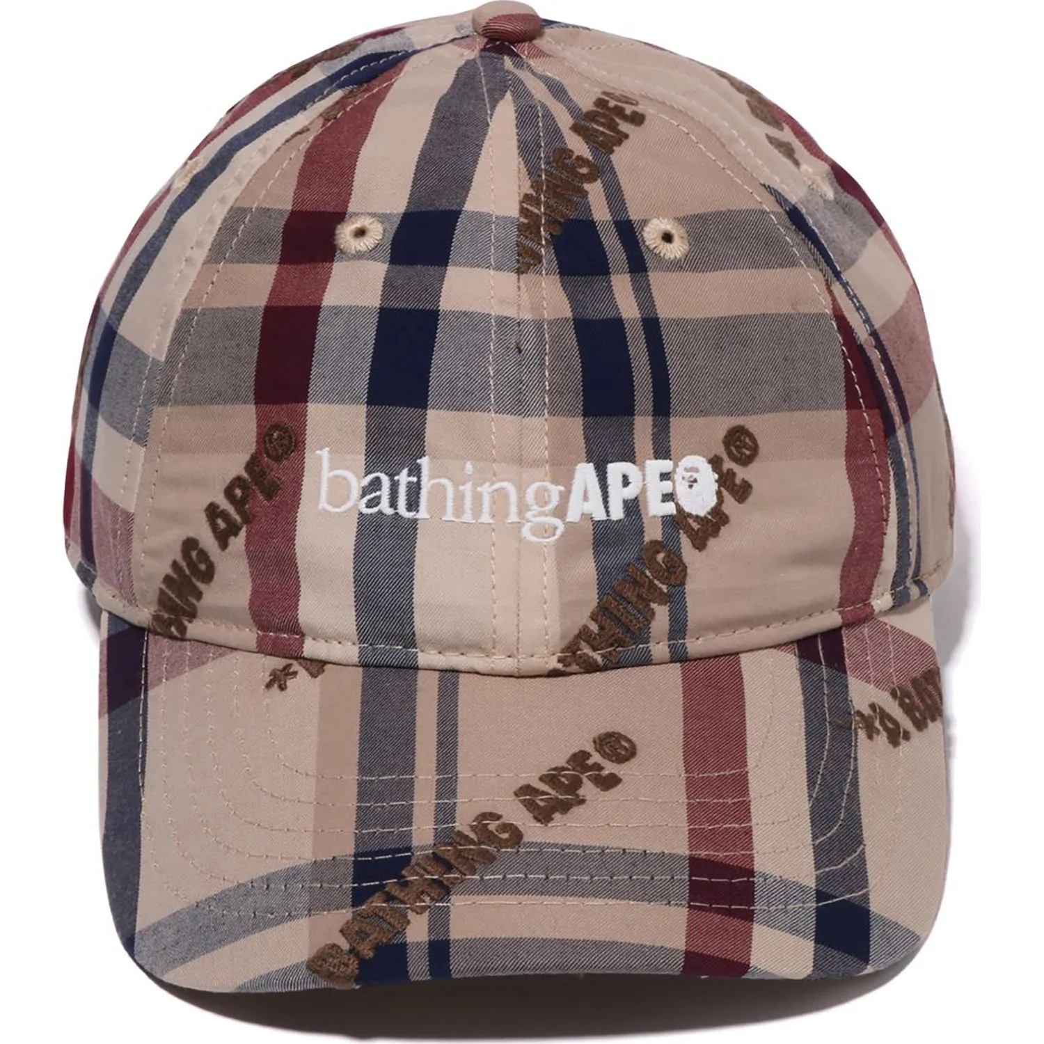 A BATHING APE LOGO CHECK PATTERN CAP