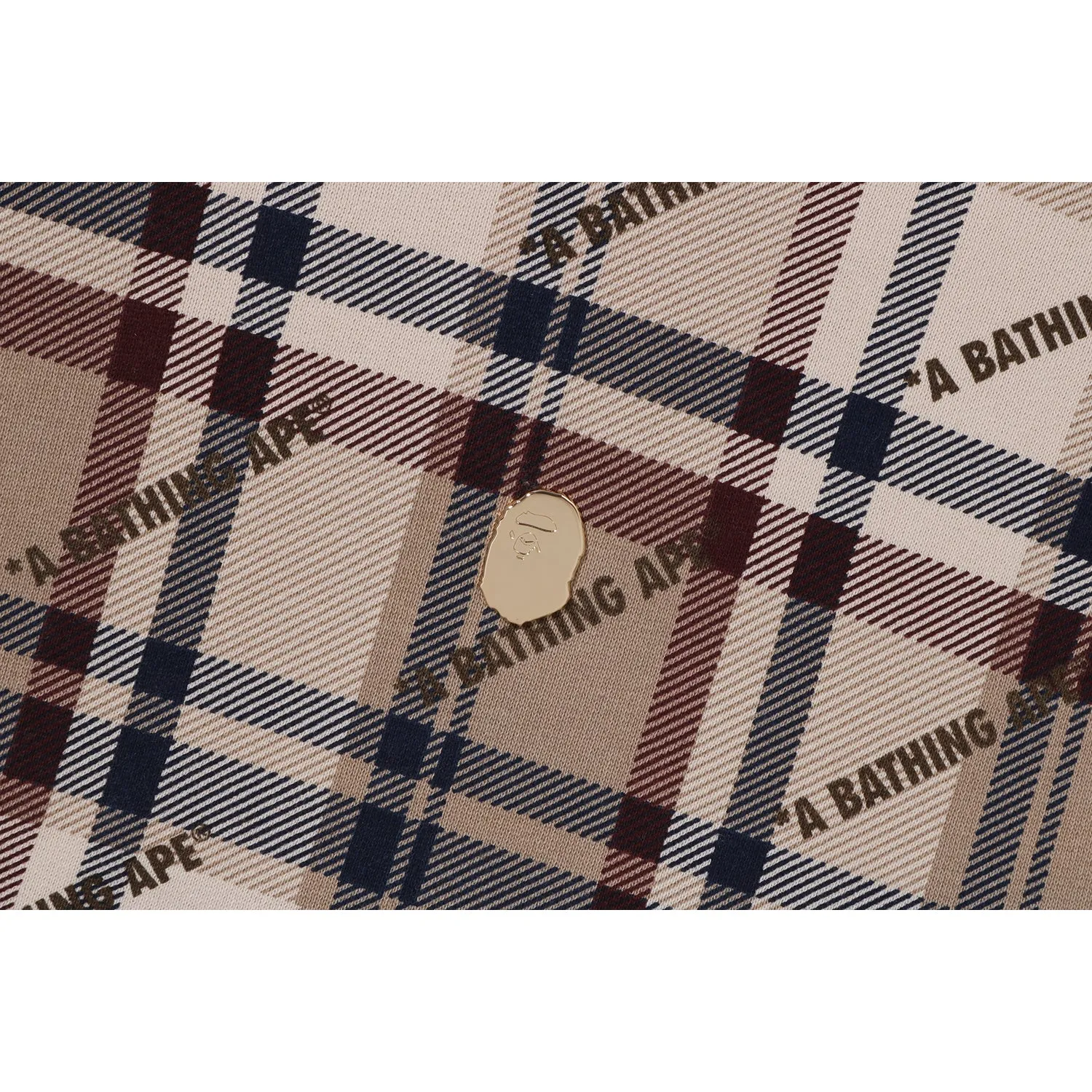 A BATHING APE LOGO CHECK PATTERN CREWNECK MENS