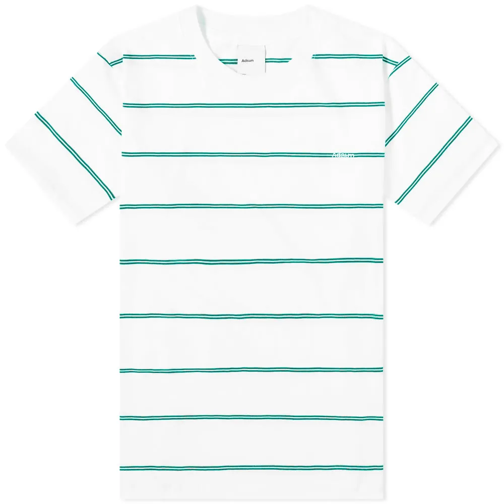 Adsum Double Stripe T-ShirtWhite, Evergreen & Mint