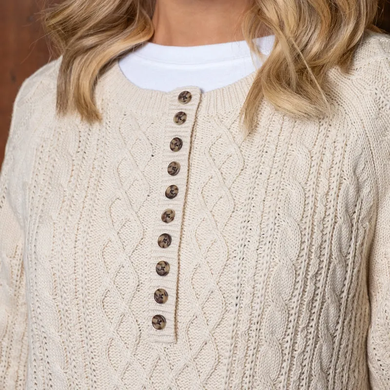 African Ivory Cable Knit Luxury Pullover