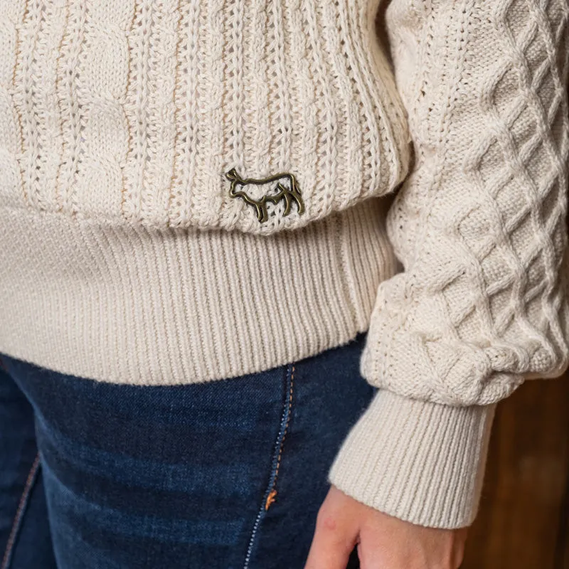 African Ivory Cable Knit Luxury Pullover