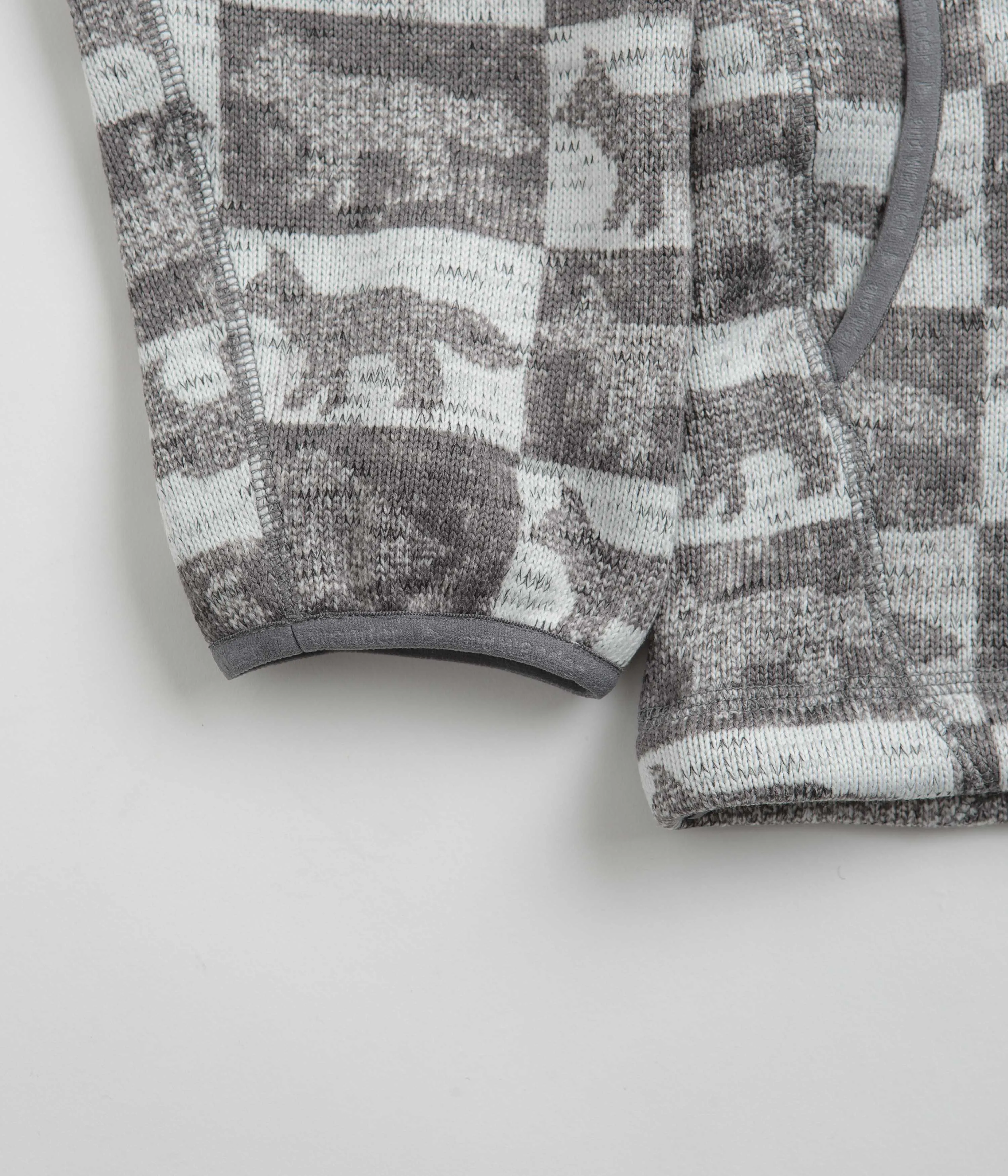 and wander Maison Kitsune Fox Checkers Pullover Fleece - Grey