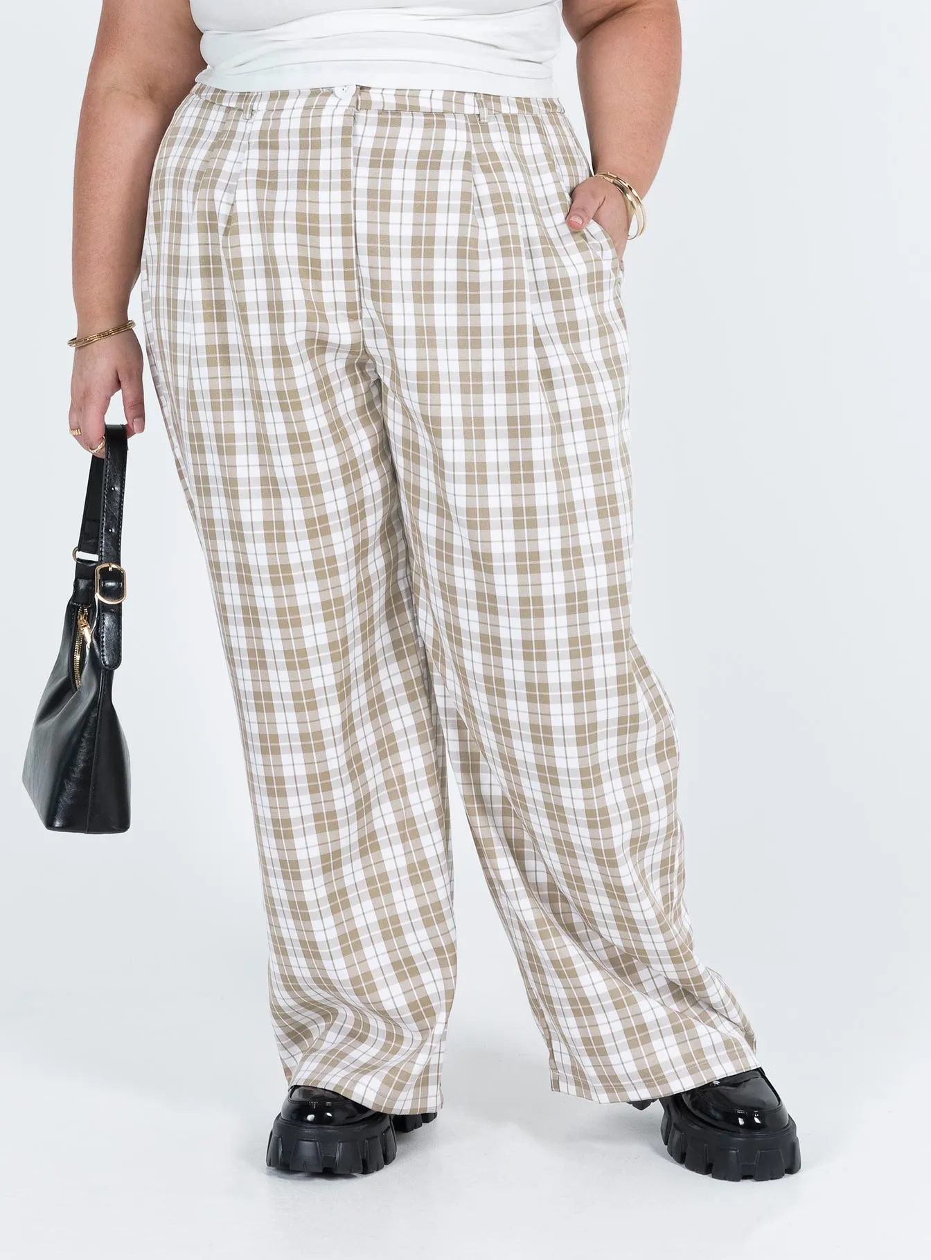 Archer pants beige plaid - curved fit.