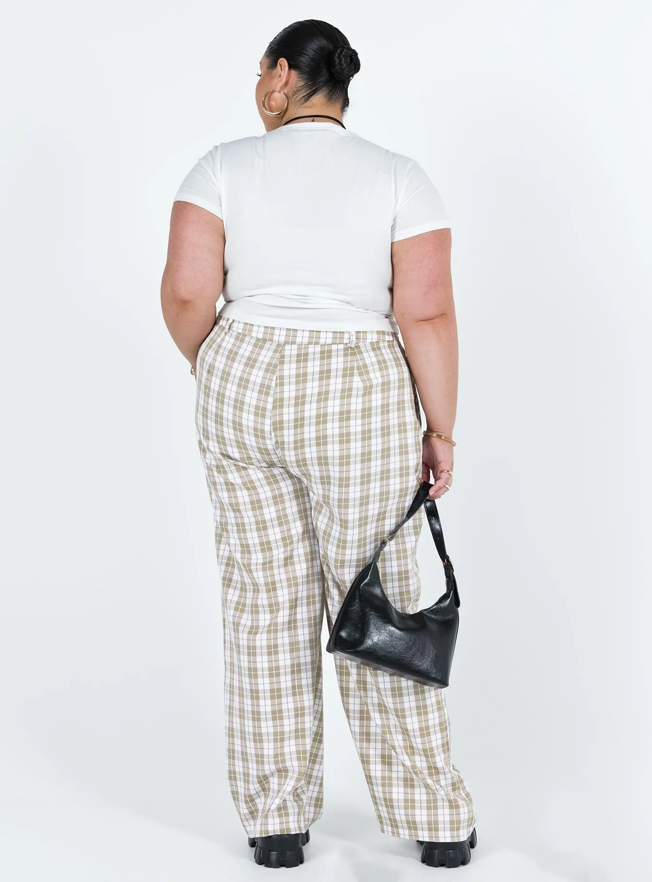 Archer pants beige plaid - curved fit.