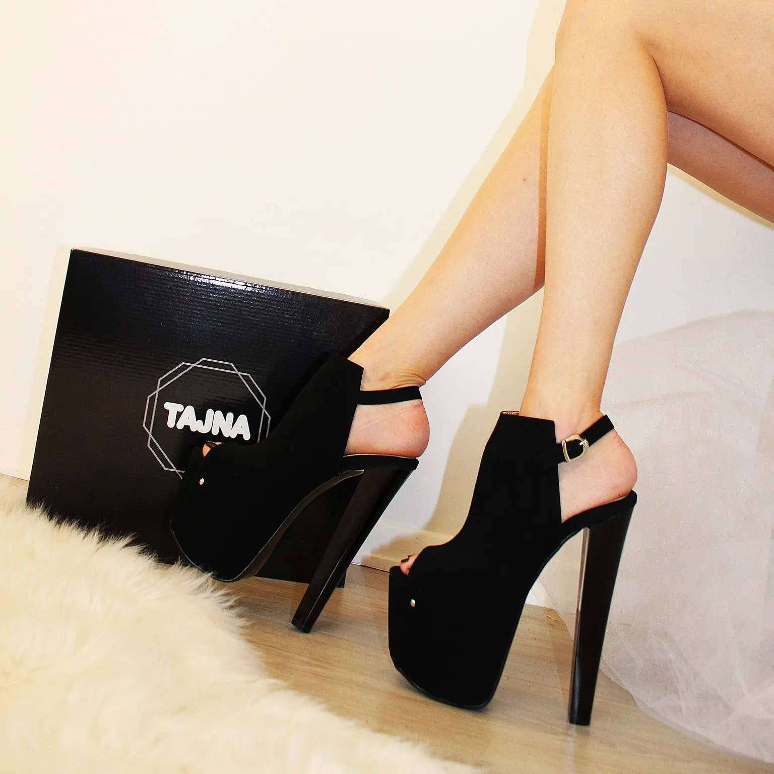 Backless Faux Suede Platforms.