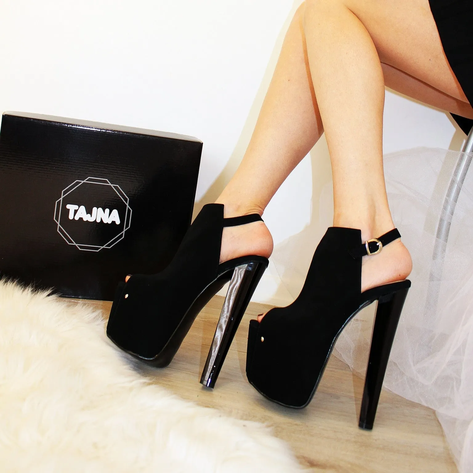 Backless Faux Suede Platforms.