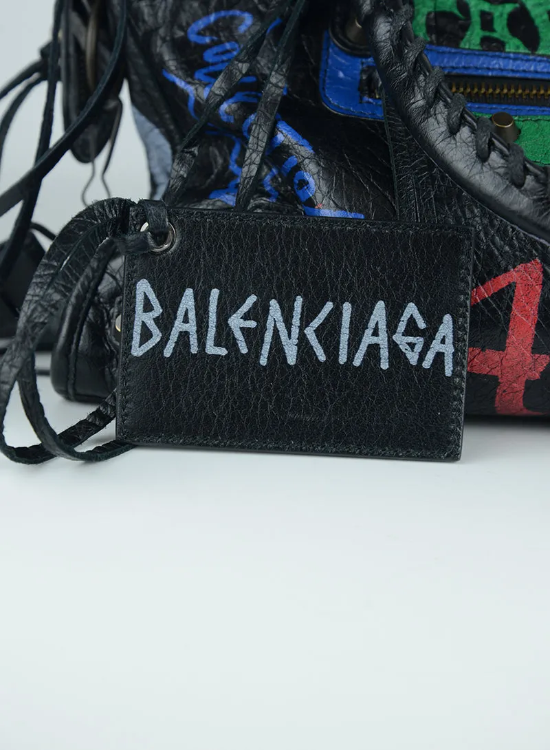 Balenciaga Borsa City Graffiti nera