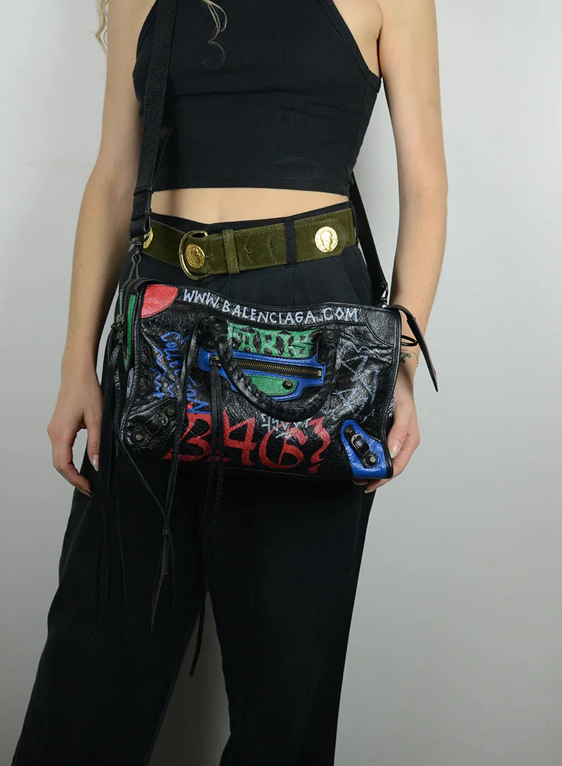 Balenciaga Borsa City Graffiti nera