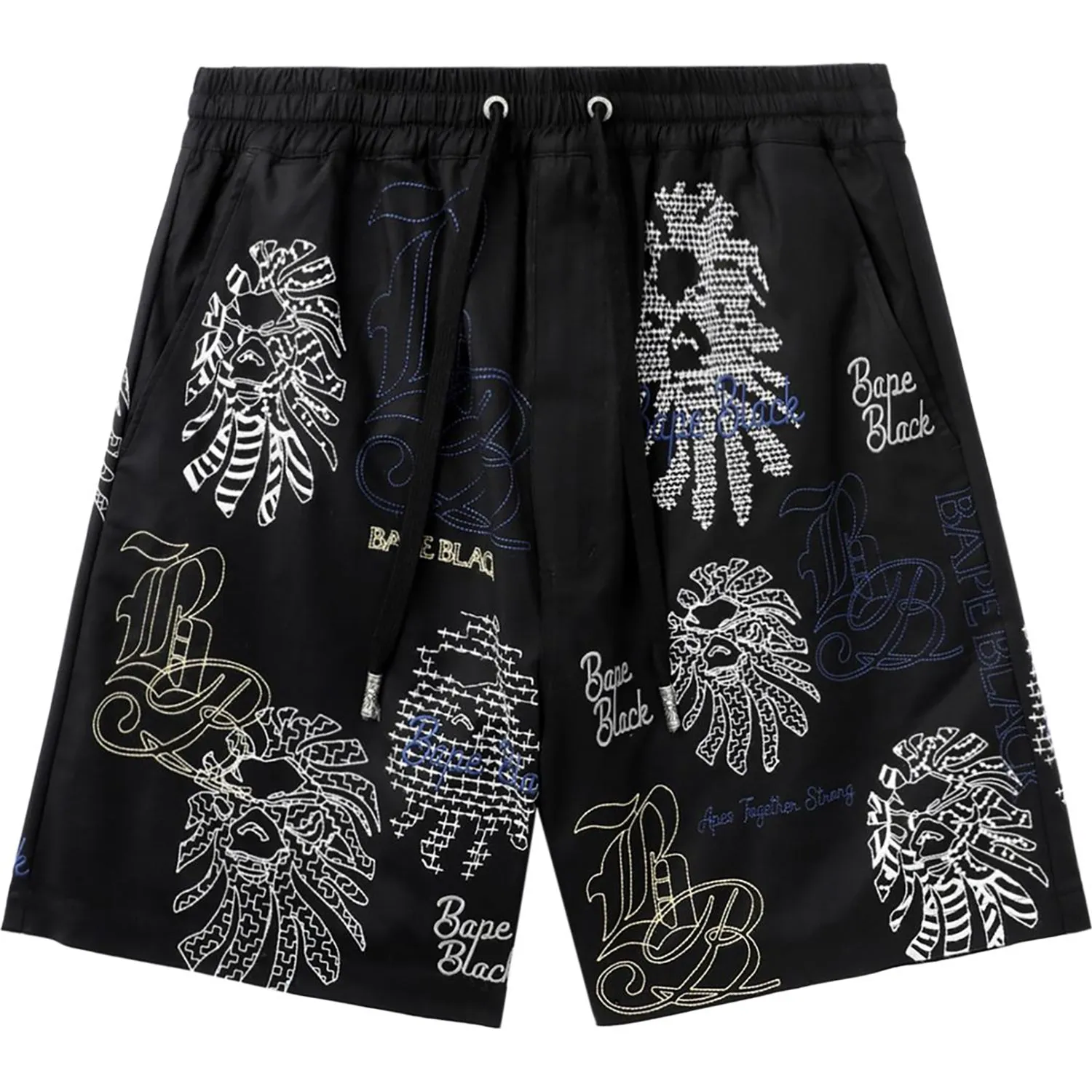 BAPE BLACK BAPE GRAPHIC STITCH SHORTS MENS