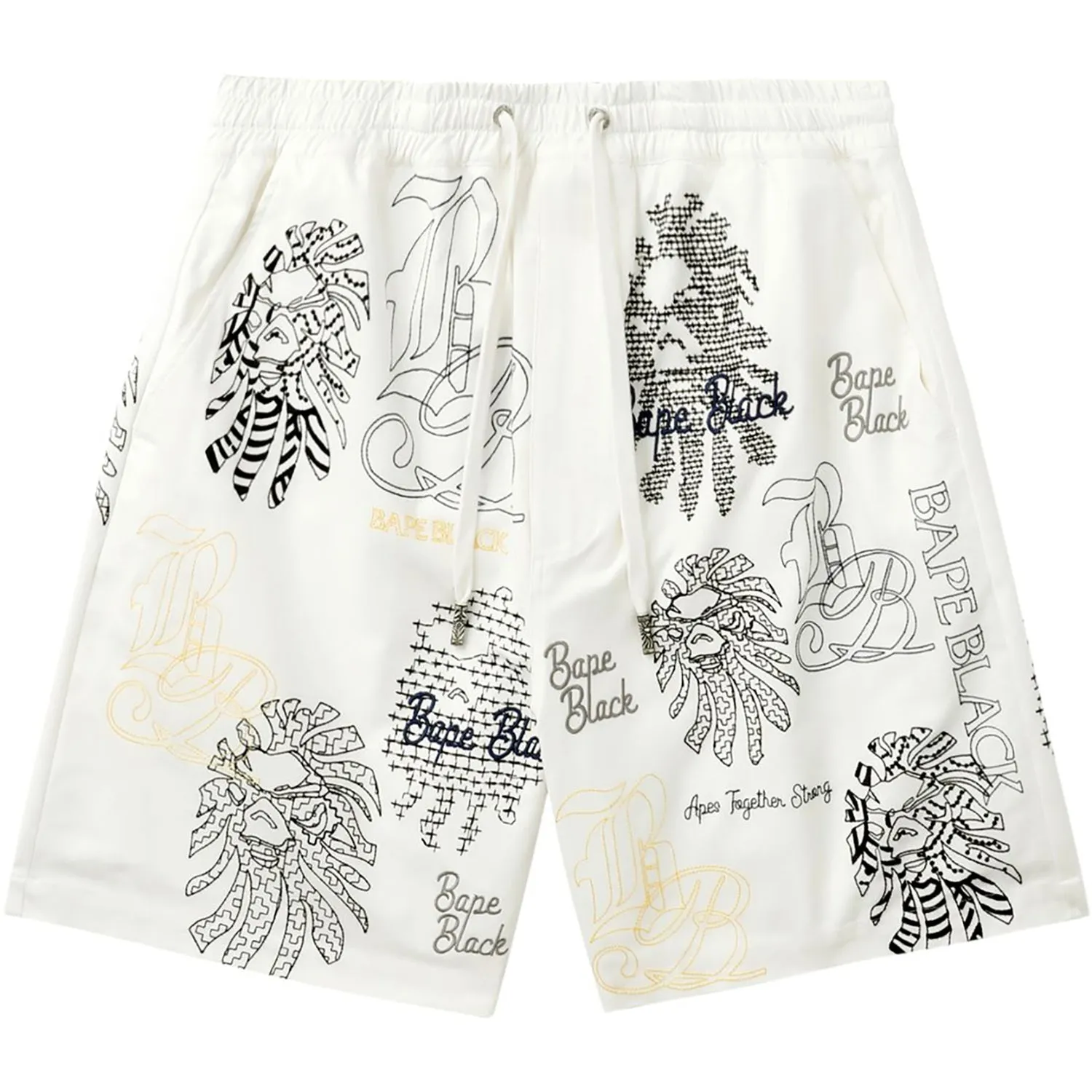 BAPE BLACK BAPE GRAPHIC STITCH SHORTS MENS