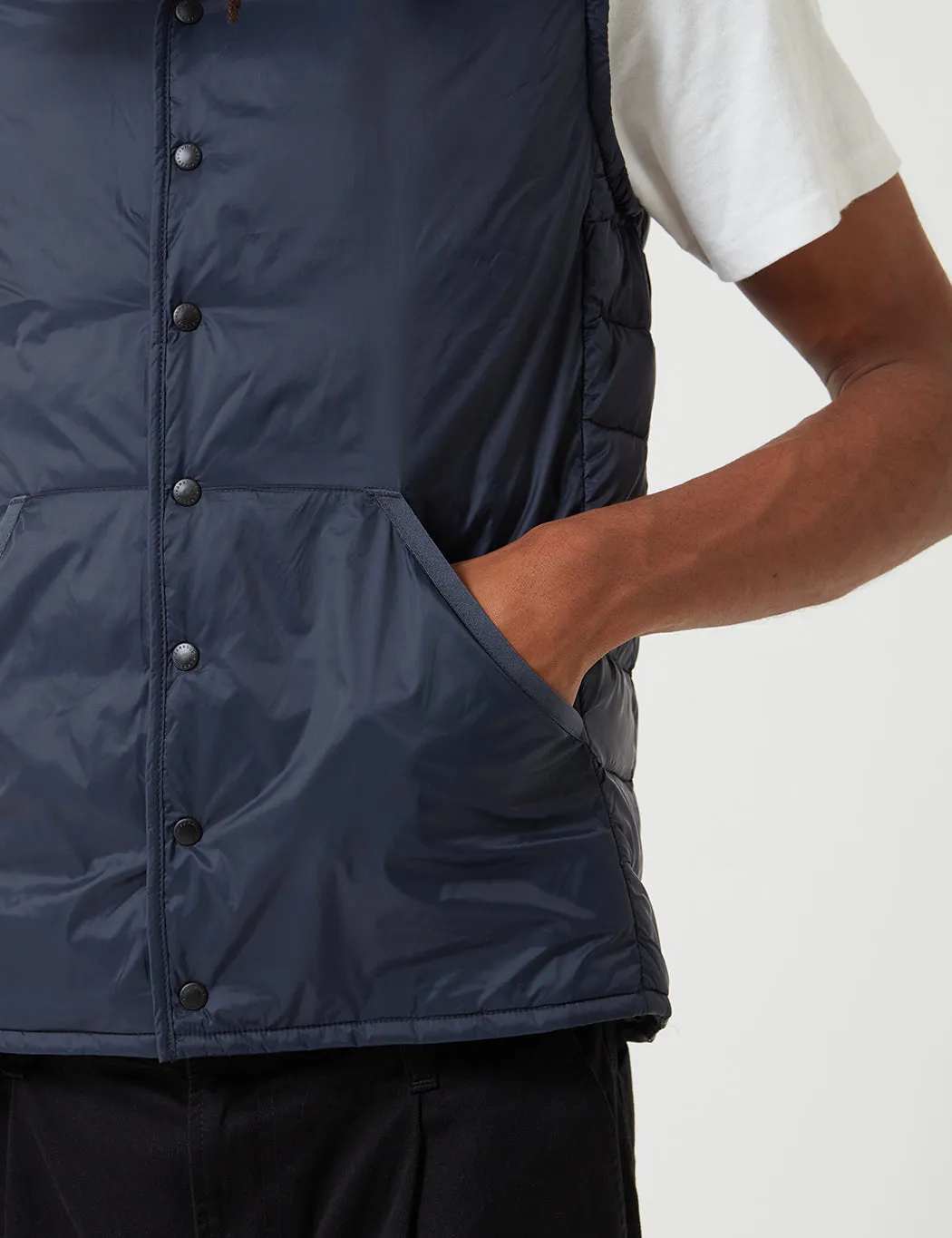 Barbour Navy Blue Baffle Gilet - Collarless