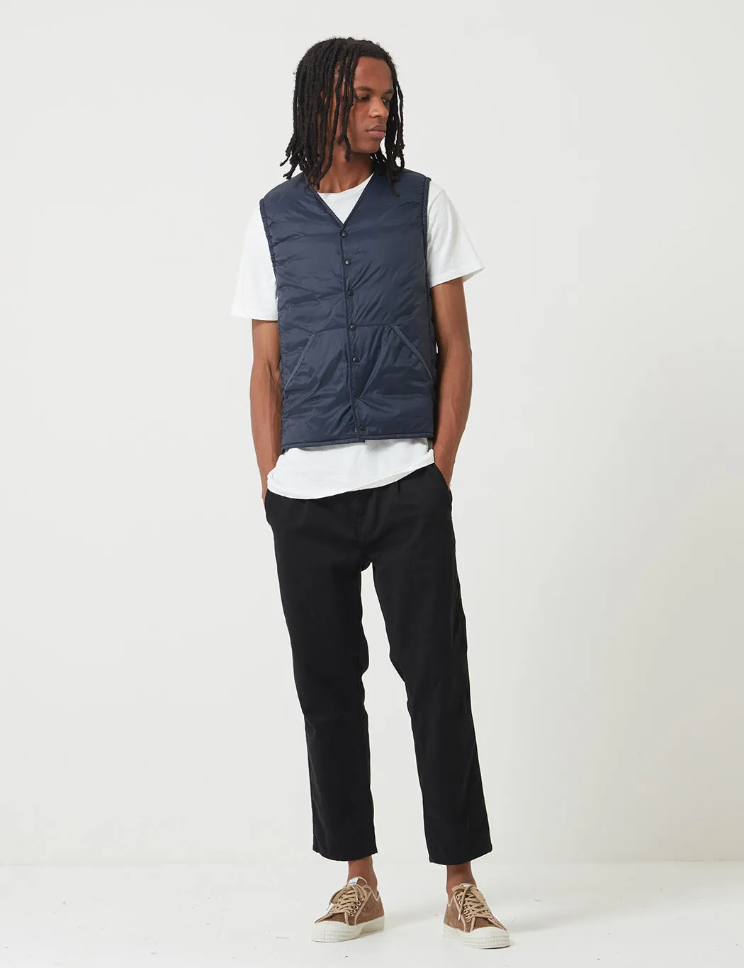 Barbour Navy Blue Baffle Gilet - Collarless