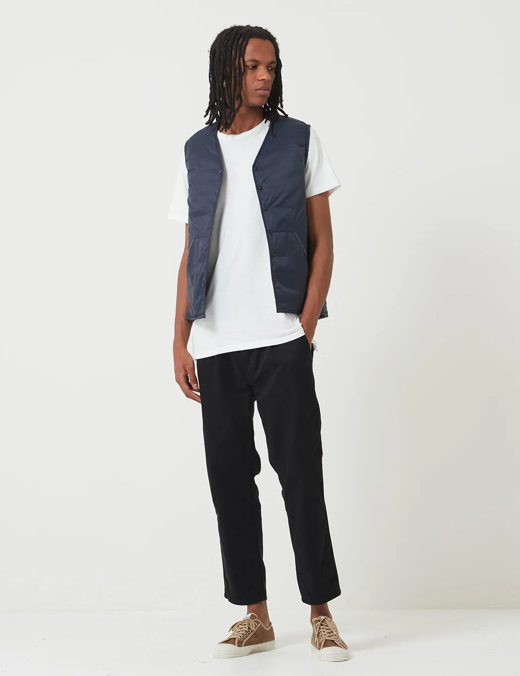 Barbour Navy Blue Baffle Gilet - Collarless