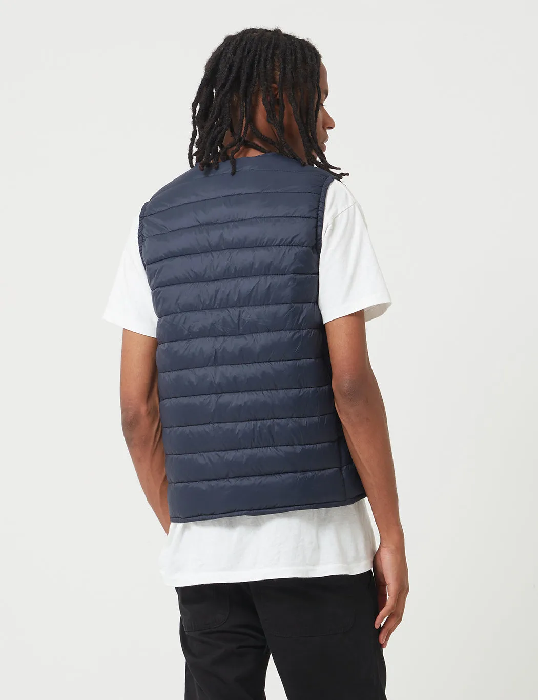 Barbour Navy Blue Baffle Gilet - Collarless