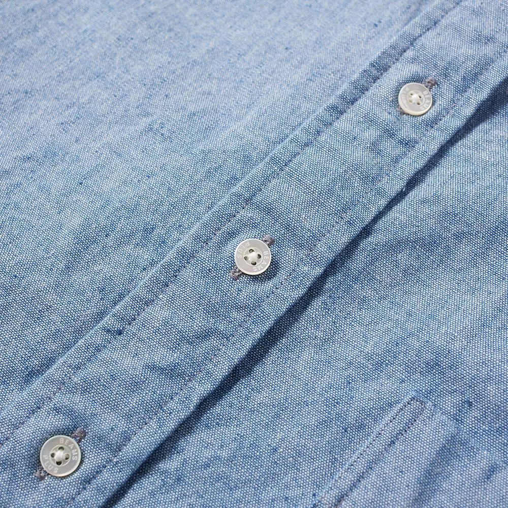 Beams Plus Band Collar Chambray ShirtSax