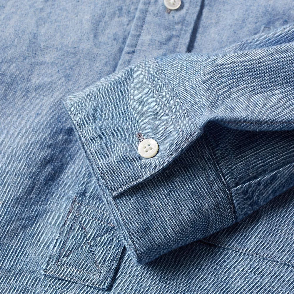 Beams Plus Band Collar Chambray ShirtSax