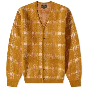 Beams Plus Check Jacquard Mohair CardiganMustard