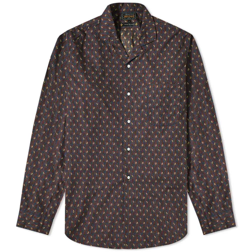 Beams Plus Classic Fit Paisley Dobby ShirtNavy