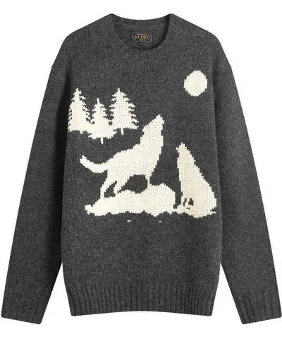 BEAMS PLUS Men's Intarsia Wolf Jumper