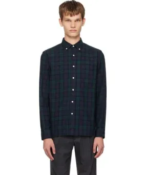 BEAMS PLUS Navy & Green Button Down Shirt