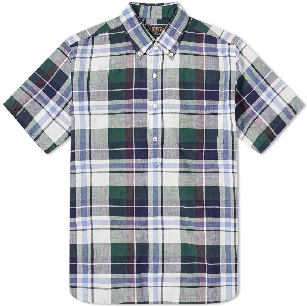 Beams Plus Short Sleeve Madras ShirtGreen