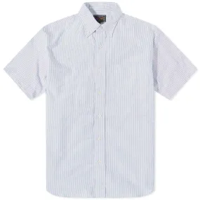 Beams Plus Short Sleeve Oxford ShirtBlue Candy Stripe