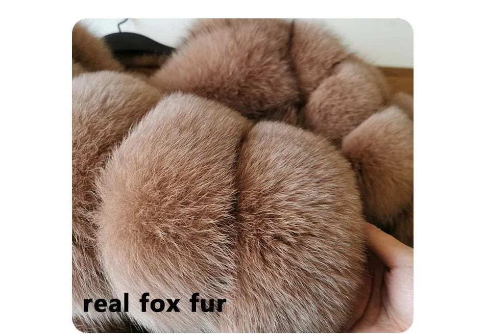 Beige Fur Jacket for Women - High Street Winter Fashion with Natural Fox and Raccoon Fur