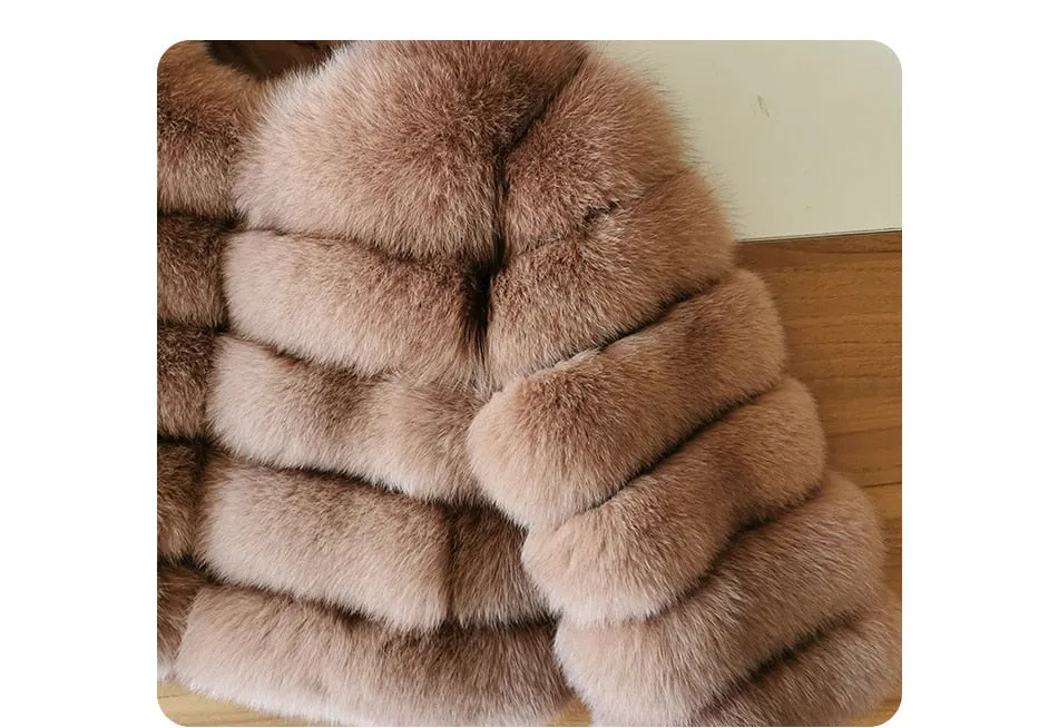 Beige Fur Jacket for Women - High Street Winter Fashion with Natural Fox and Raccoon Fur