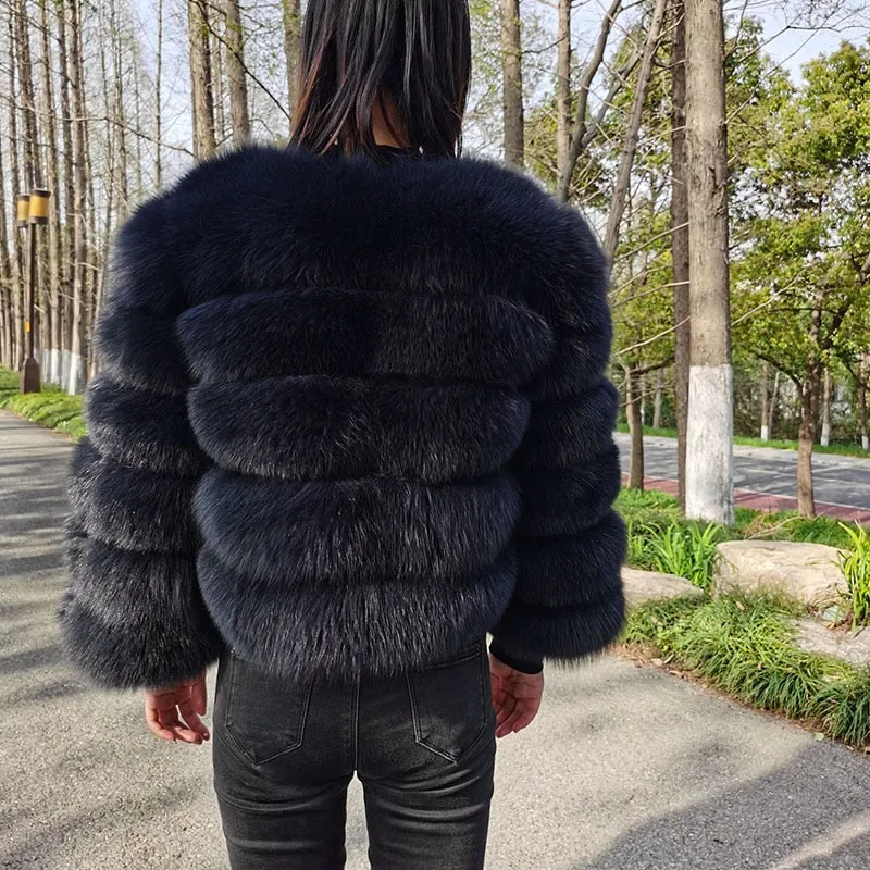 Beige Fur Jacket for Women - High Street Winter Fashion with Natural Fox and Raccoon Fur