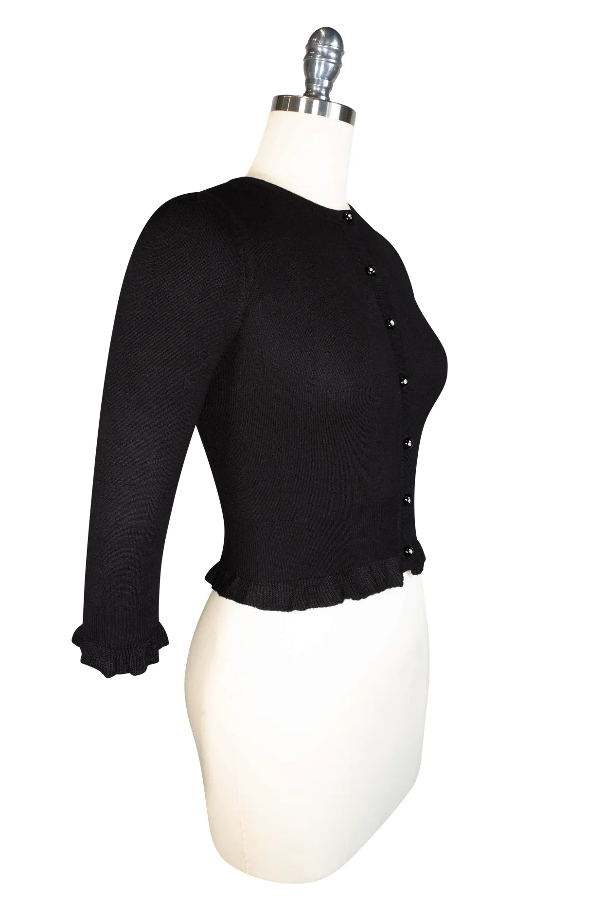 Black 3/4 Sleeve Cardigan by D'Amour