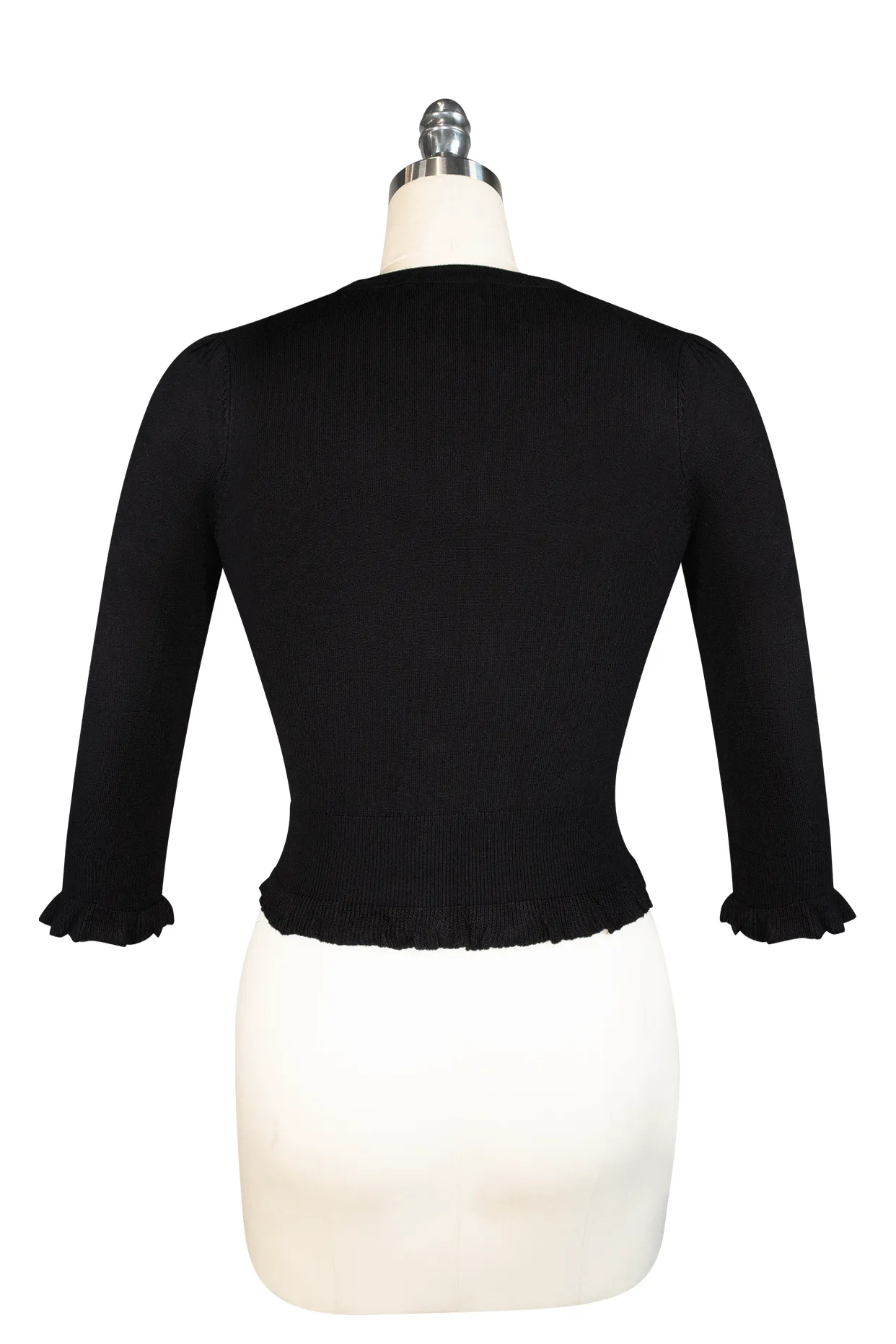 Black 3/4 Sleeve Cardigan by D'Amour