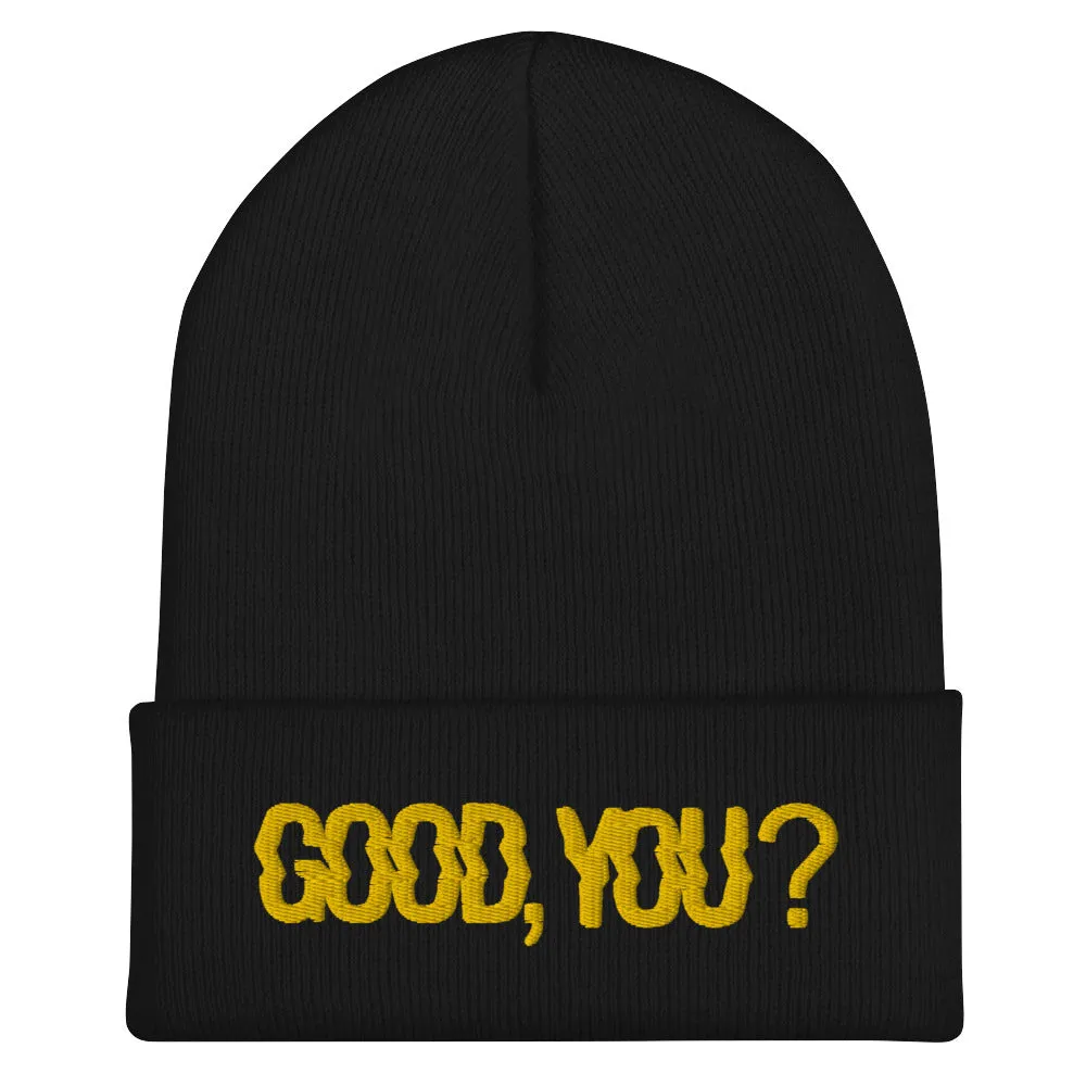 Black Beanie Hat with Trippy Wavy Logo