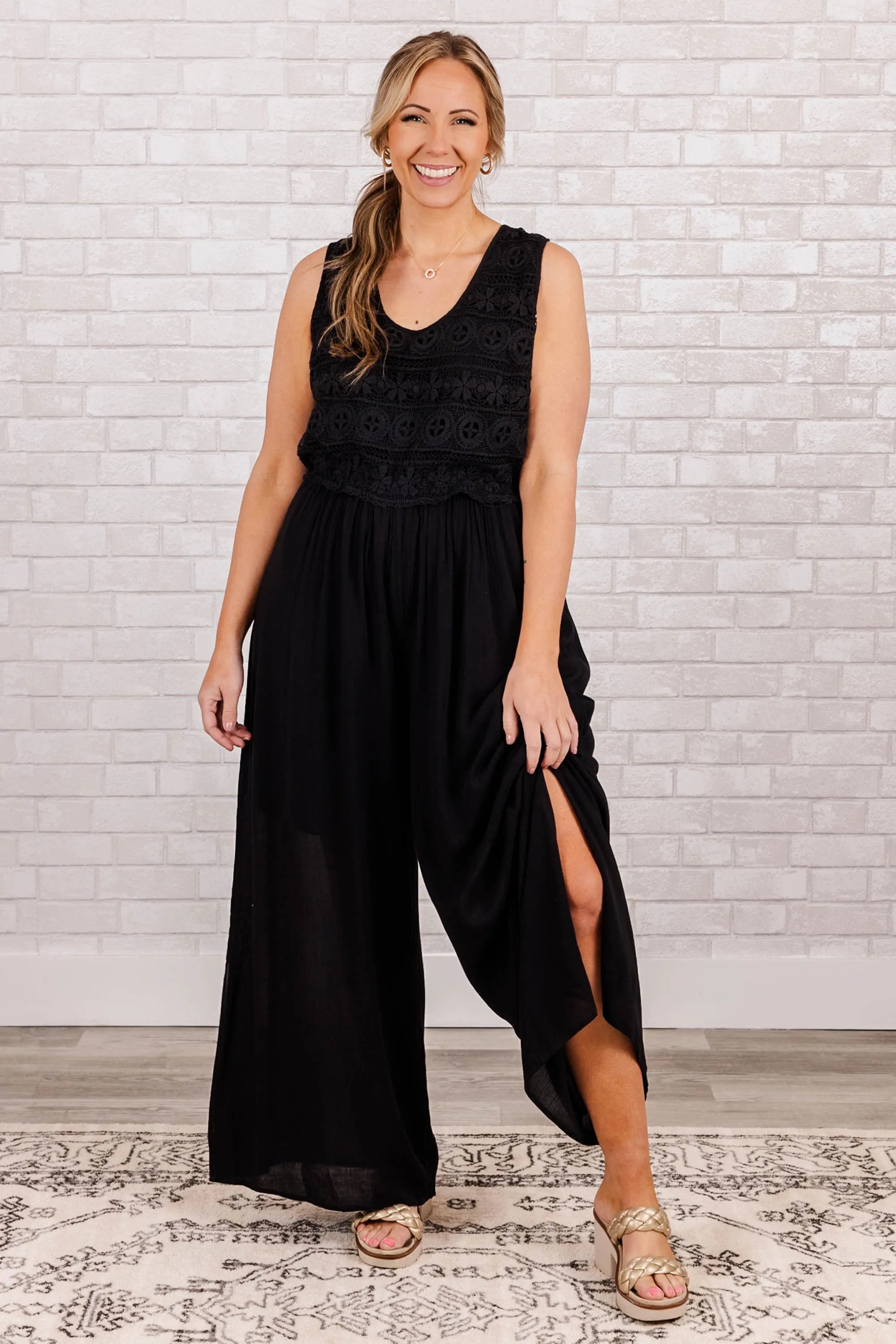 Black Lace Jumpsuit, Boho Style