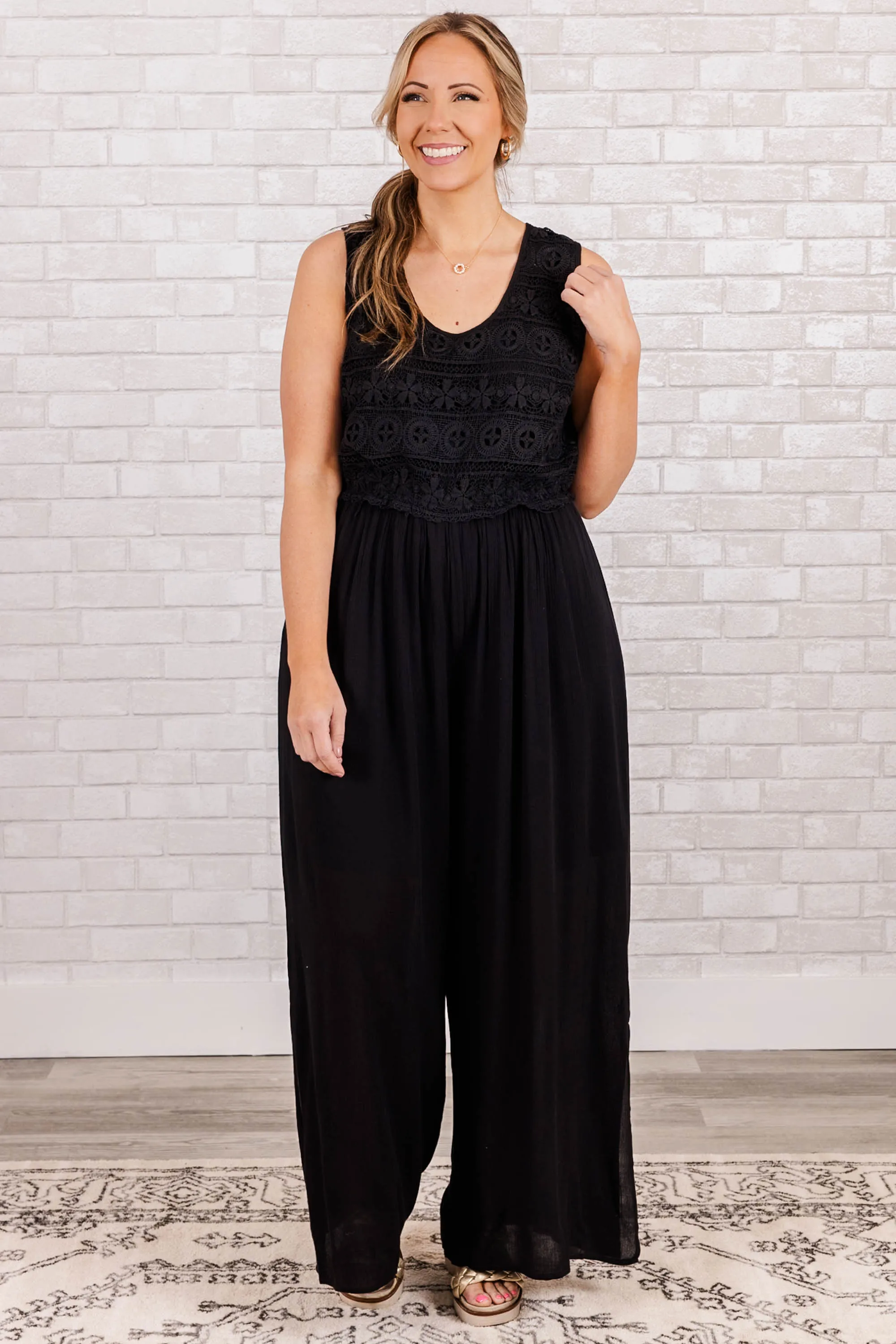 Black Lace Jumpsuit, Boho Style