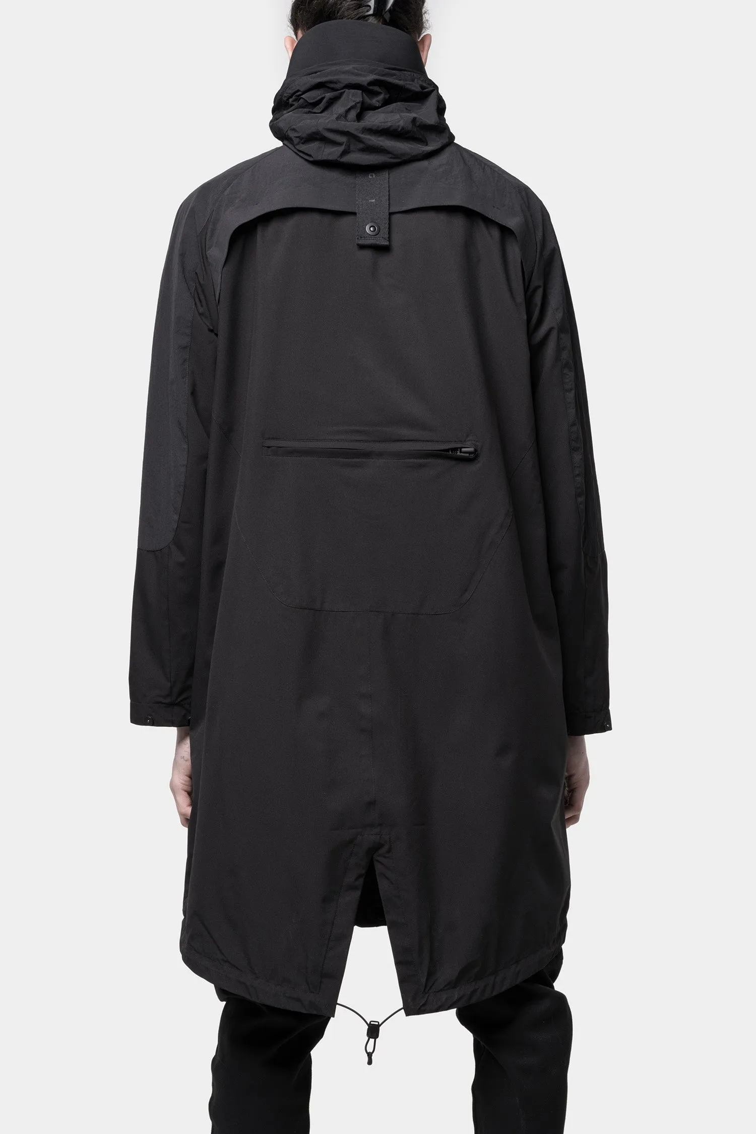 Black tech parka.