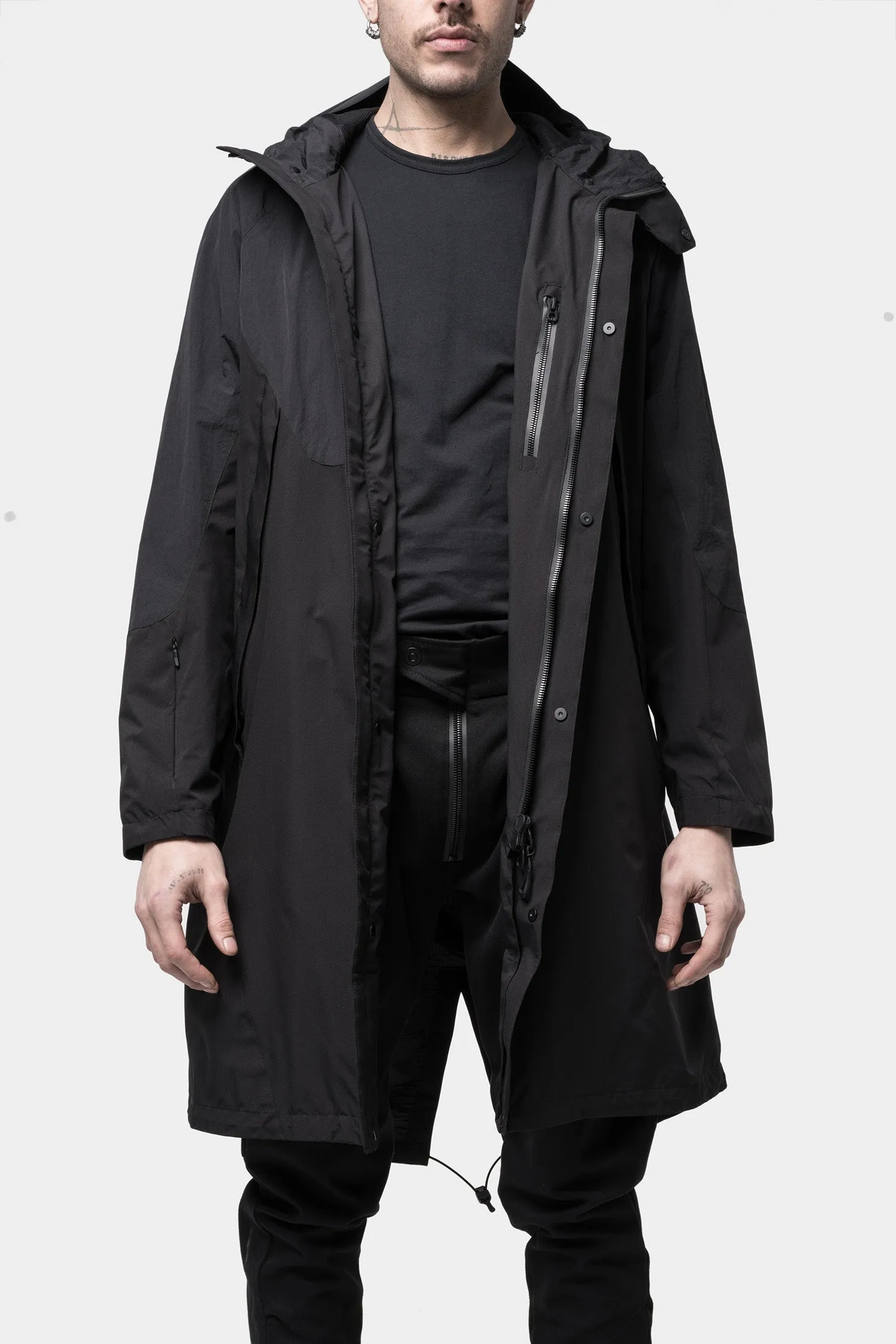 Black tech parka.