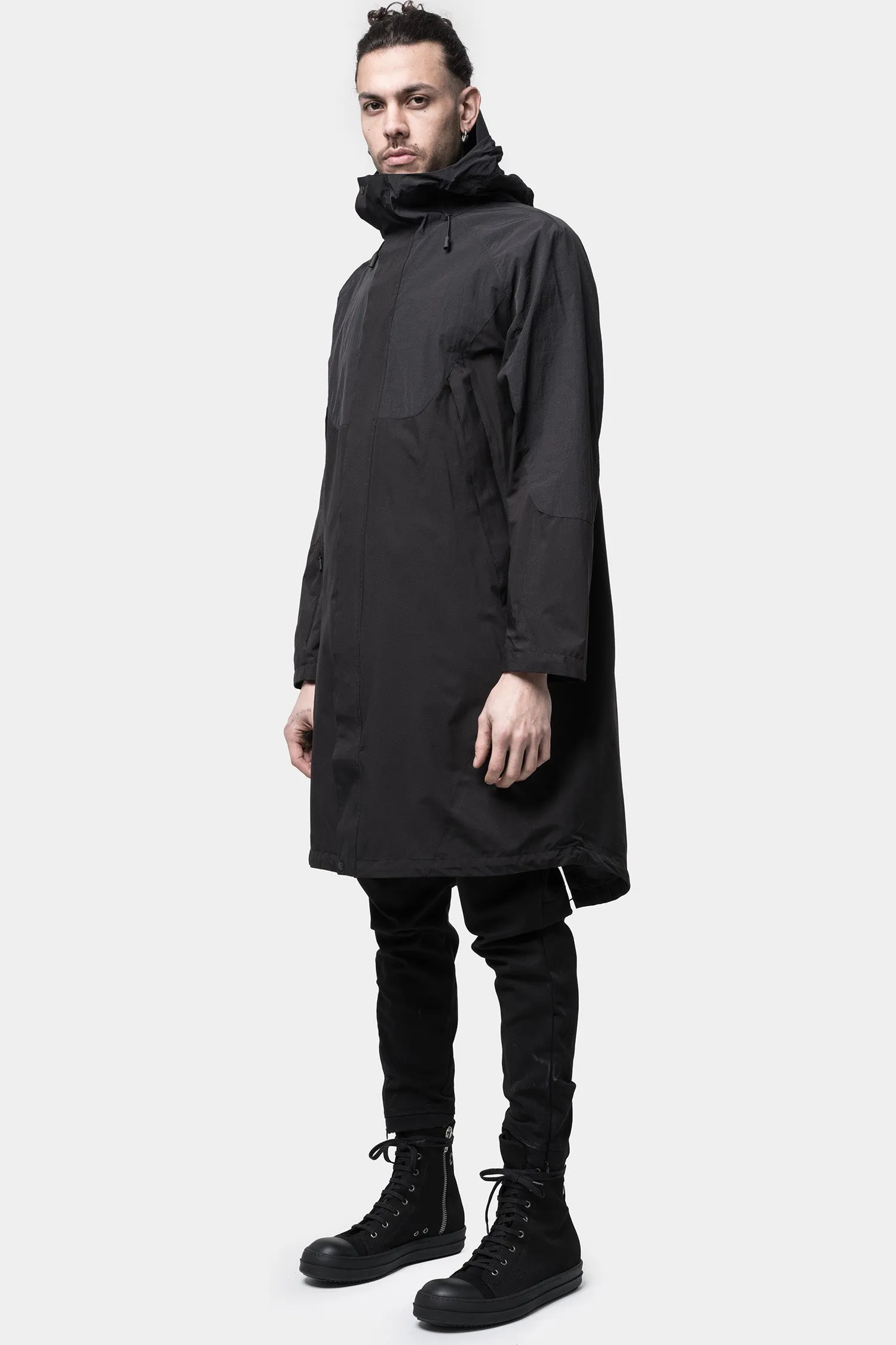 Black tech parka.