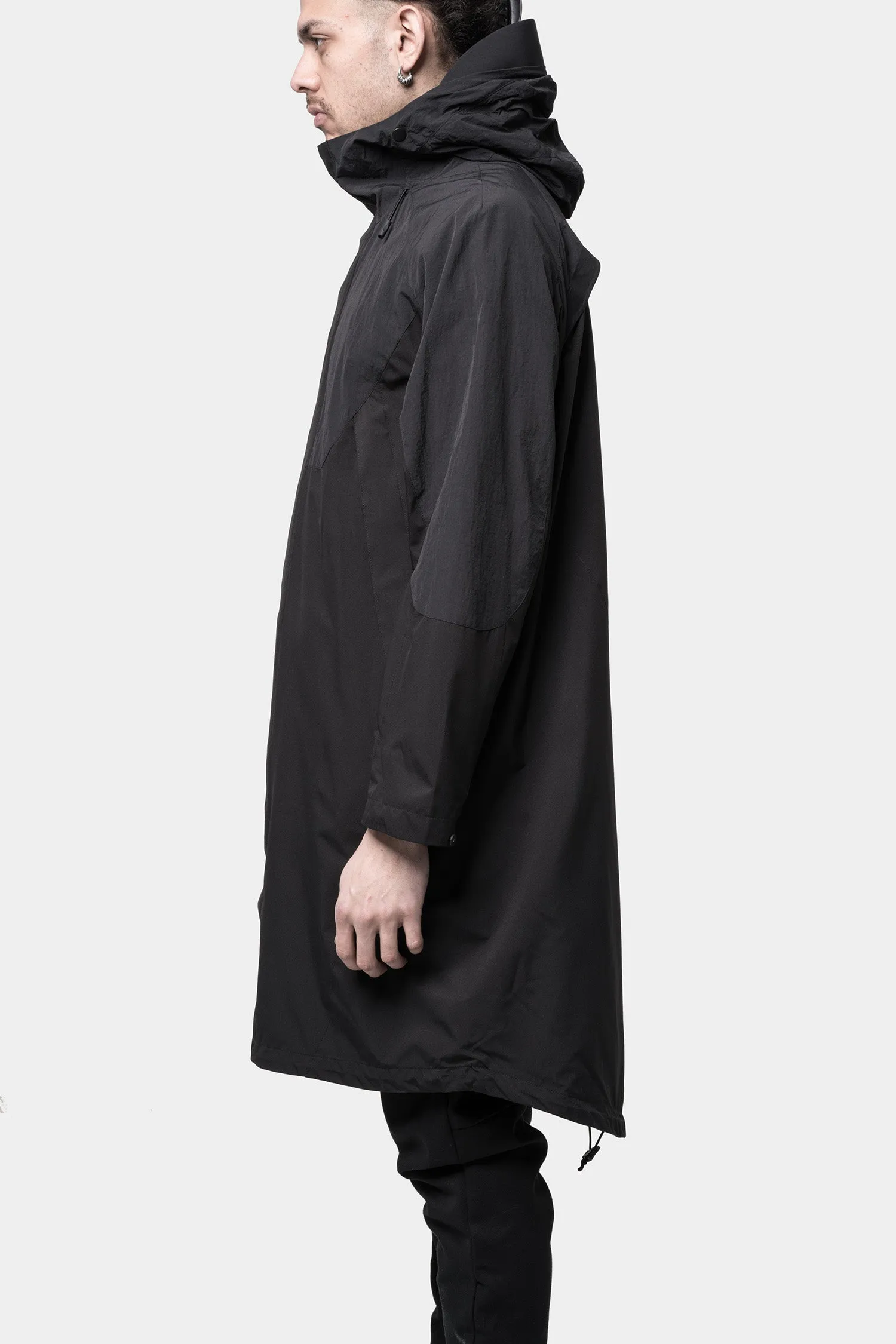 Black tech parka.