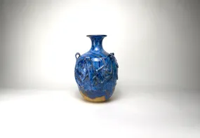 Blue Ceramic Vase with Dragon Motif