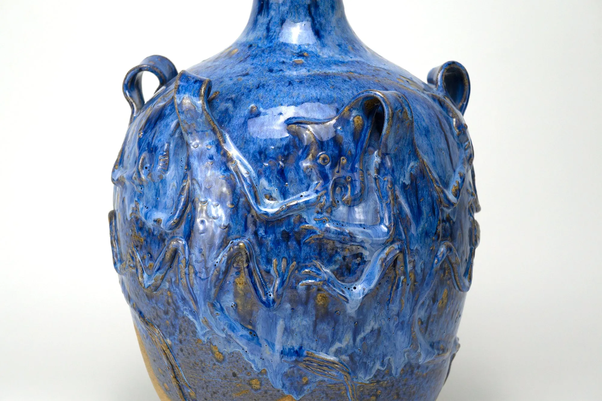 Blue Ceramic Vase with Dragon Motif