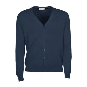 Blue Cotton Cardigan for Men.