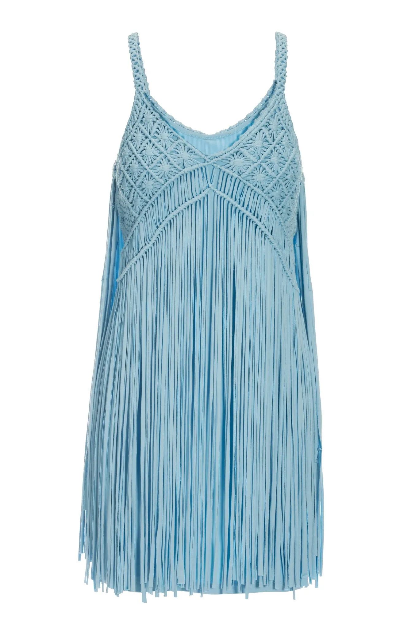 Blue Fringe Mini Dress - Boho Style