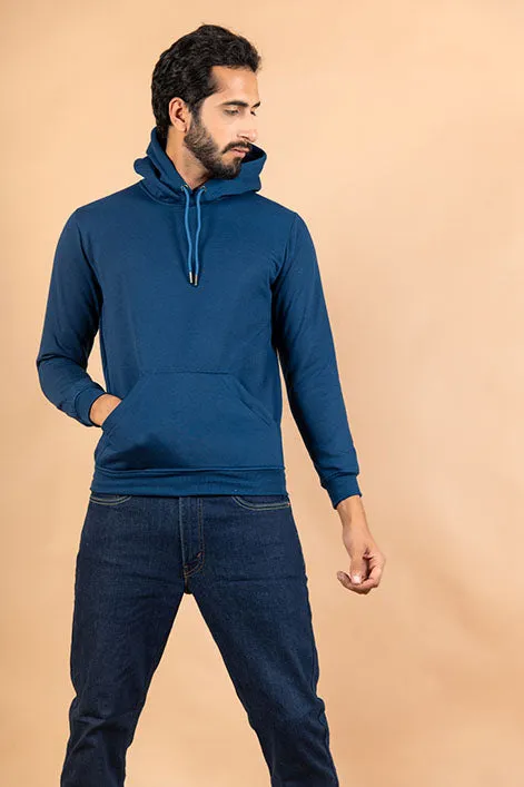 Blue Solid Hoodie