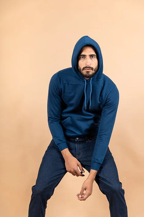 Blue Solid Hoodie