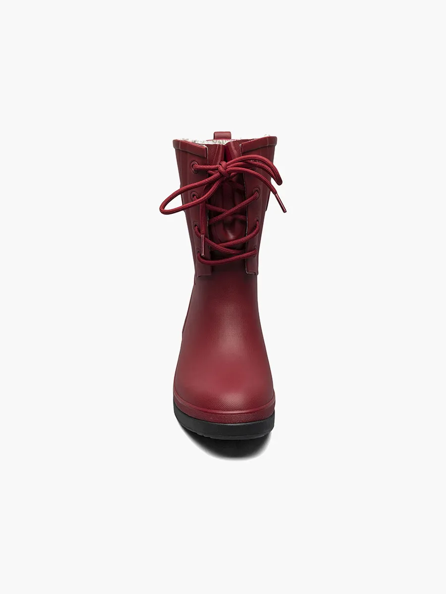 Bogs Womens Amanda II Lace Up Waterpoof Rain Boots- Cranberry