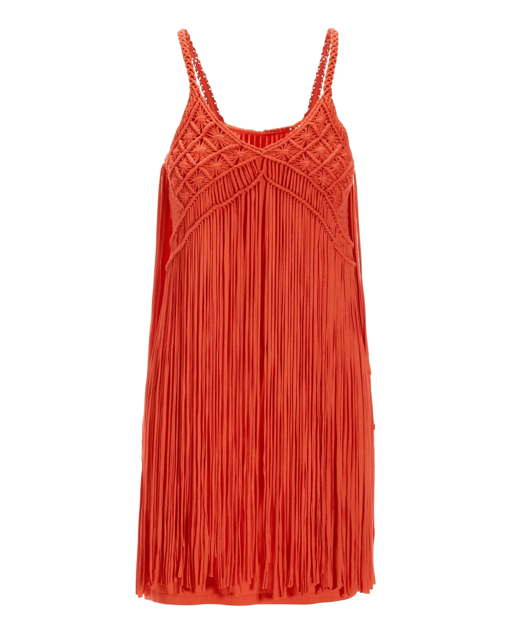 Boho Fringe Short Dress, Hot Coral - SHOP NOW