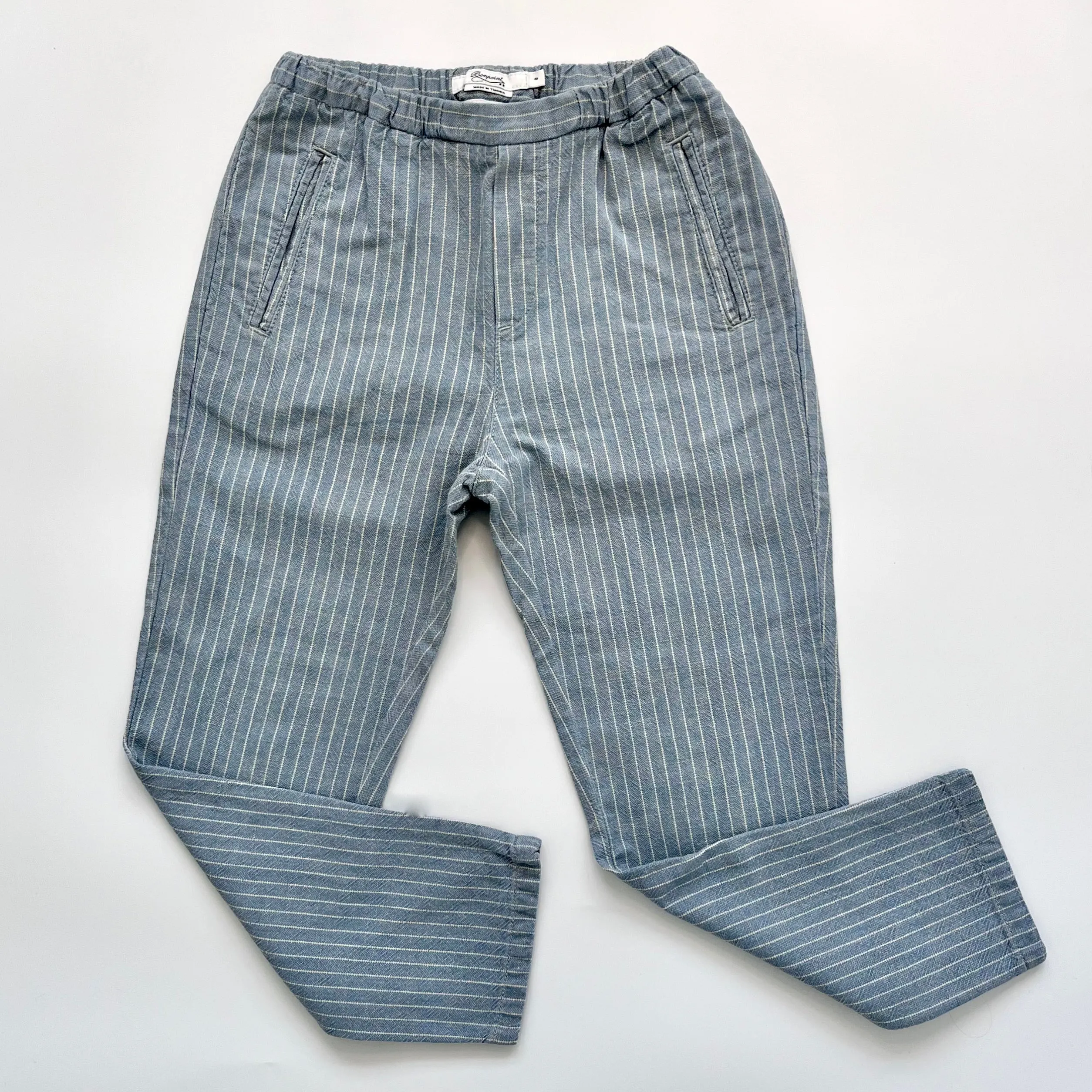 Bonpoint Blue White Stripe Denim Trousers - 8 Years